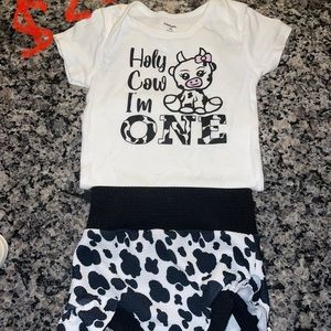 Babygirl cow bday outfit